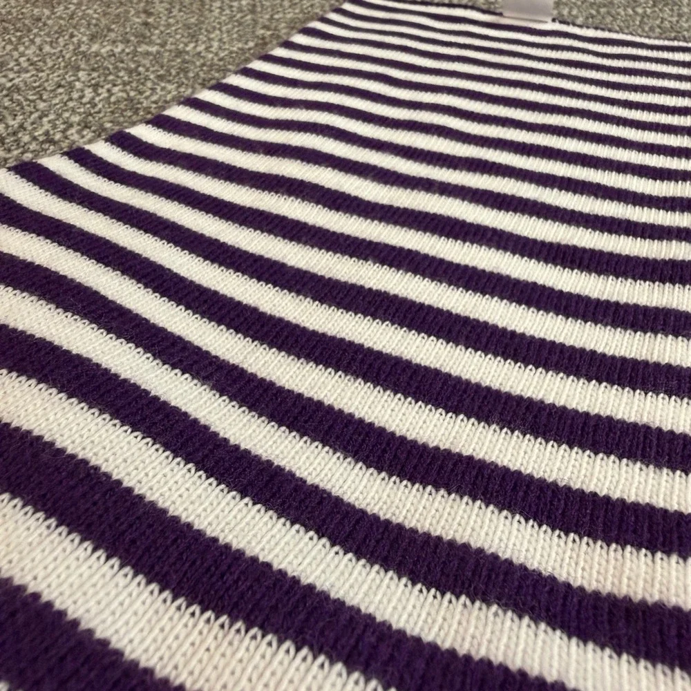 Broner Purple White Striped Knit Scarf Collegiate Style Winter Accessory